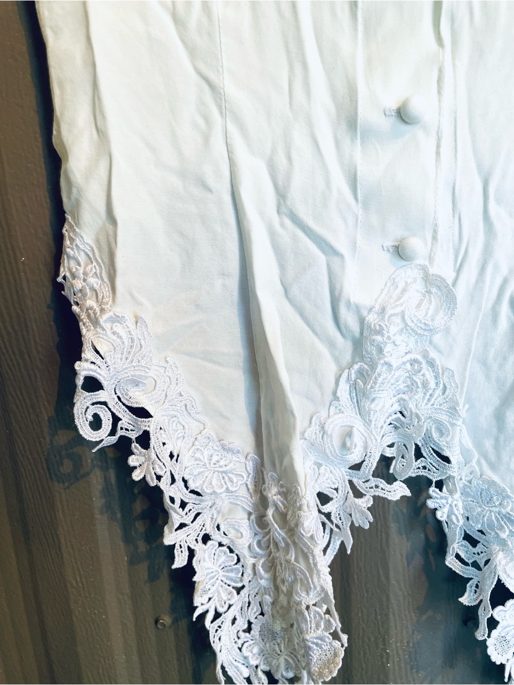 Xoxo VTG Y2K White Sleeveless Top Button Lace Trim Cottage Prairie Coquette sz S - Picture 12 of 15